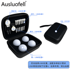 Customizable Golf Gift Set in Portable PU Case – Includes Balls, Tees, Divot Tool & Hat Clip